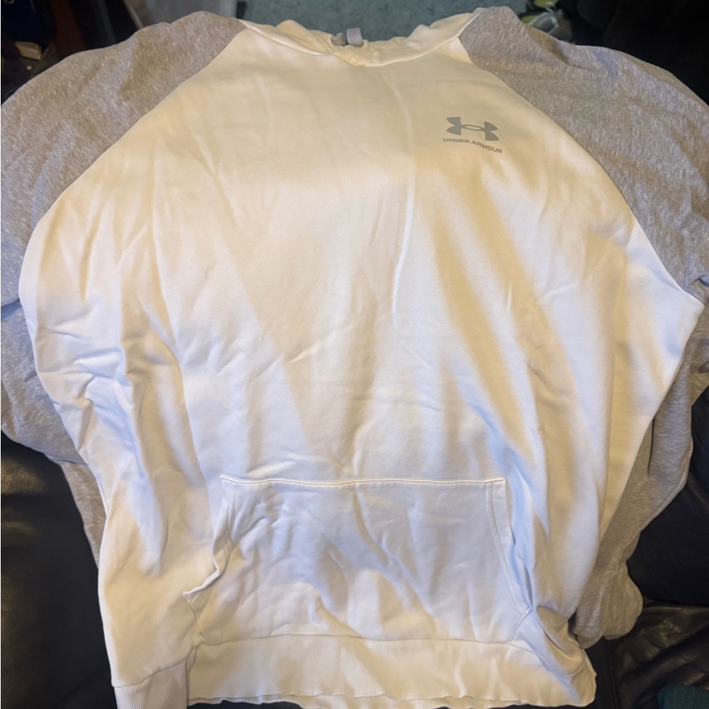 Under Armour White and Gray Hoodie